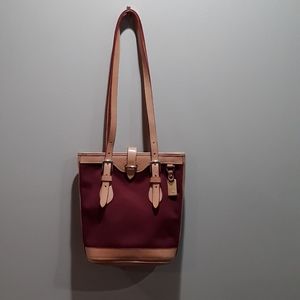 Dooney & Bourke Maroon Canvas Cabriolet Bucket Bag